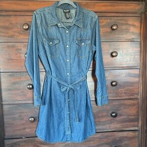 Wrangler Blue Denim Long Sleeve Dress